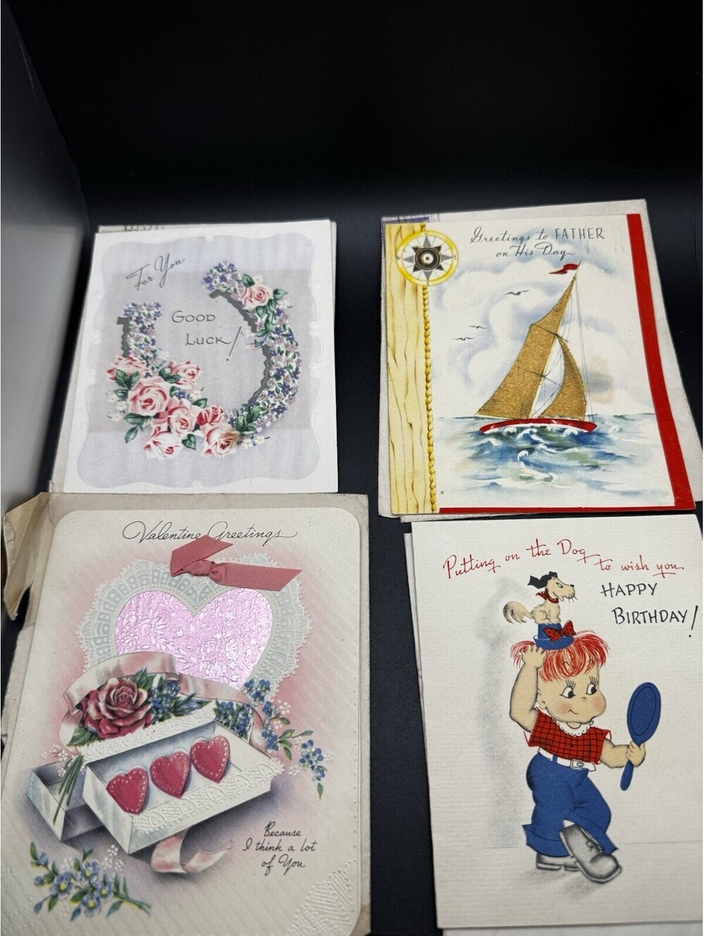 Vintage Lot Of 8 Greeting Cards From 1930s - 40s With Envelope And Postage Stamp